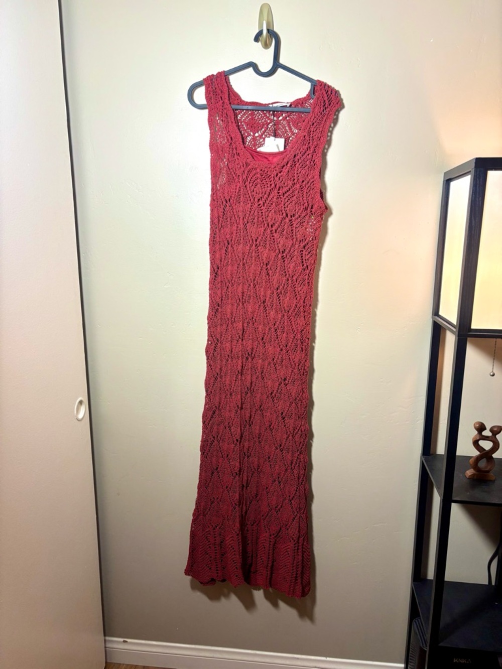 Zara Open Crochet Maxi Dress in Brick - Picture 2 of 13